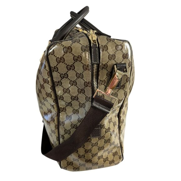 GUCCI Brown Leather &Crystal GG Logo Travel Bag #2258 - Picture 4 of 8